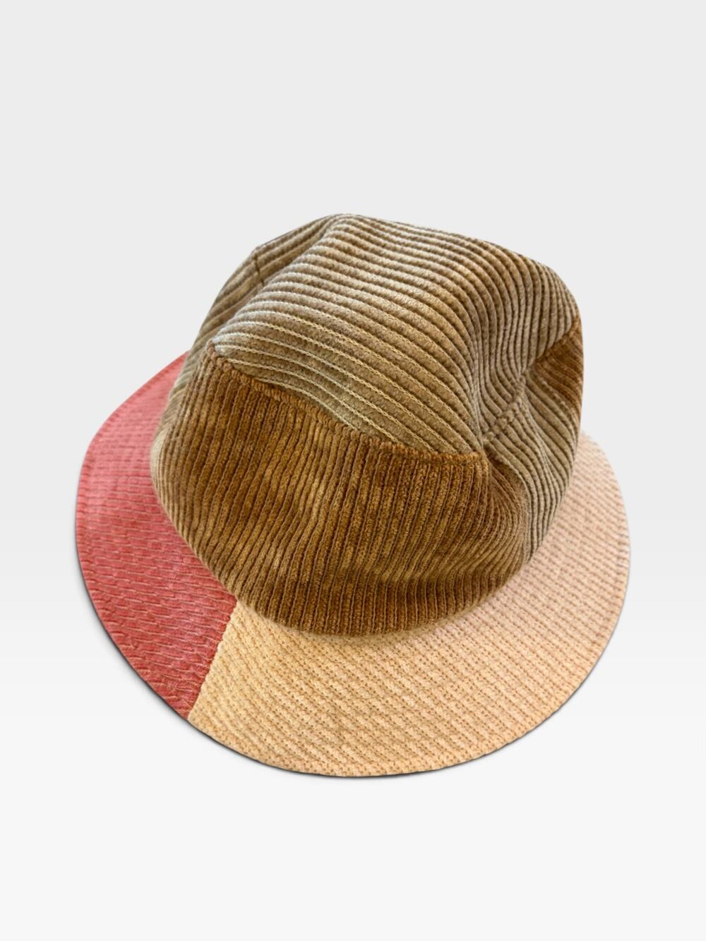 NWT Wyeth Sam Colorblock Corduroy Bucket Hat Patchwork Brown Pink Cream $65